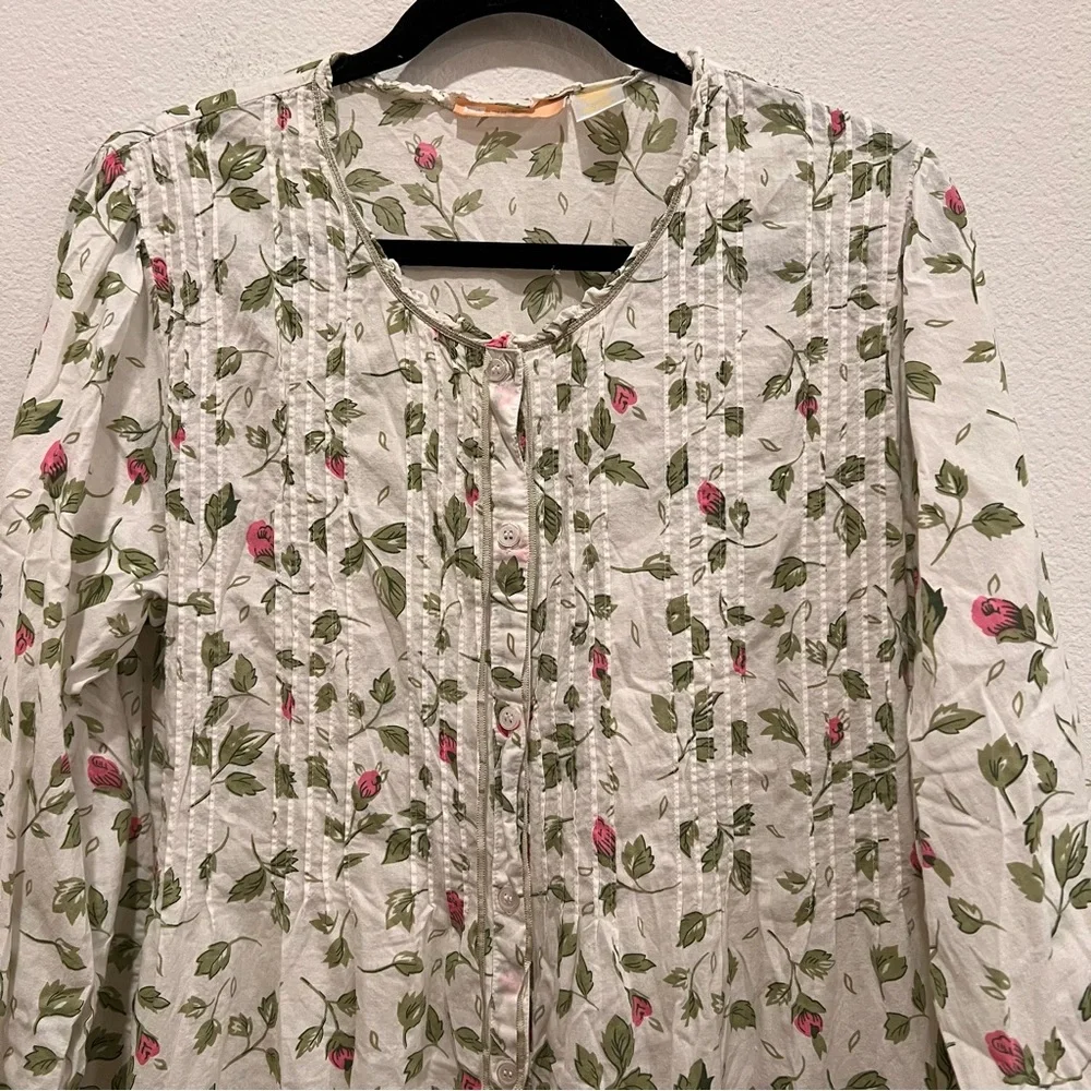 LA CERA Women's 100% Cotton Rose Vine Robe dress medium cottagecore prairie - Picture 8 of 10